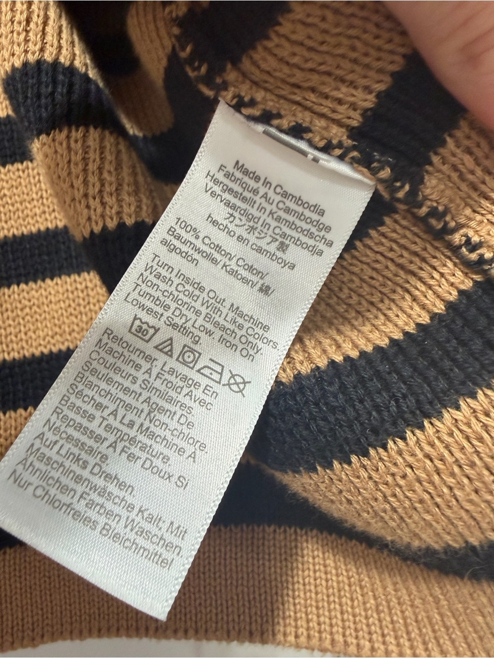 J. Crew Striped Button-Front Cardigan in Camel and Black - Picture 3 of 10